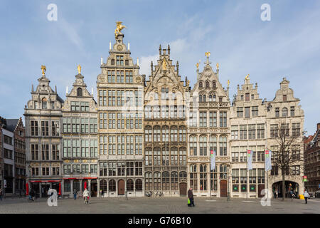 Belgien, Antwerpen, Grote Markt - Zunfthäuser Stockfoto