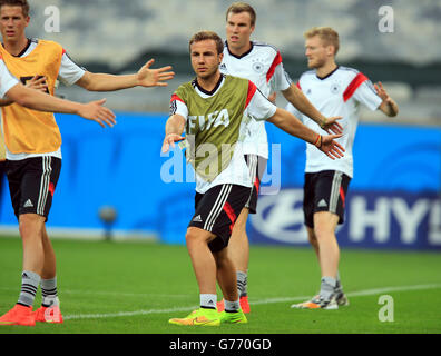 Fußball – FIFA Fußball-Weltmeisterschaft 2014 – Halbfinale – Brasilien – Deutschland – Trainingssitzung – Estadio Mineirao. Deutschlands Mario Goetz während des Trainings im Estadio Mineirao, Belo Horizonte, Brasilien. Stockfoto