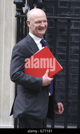 Der Staatsminister für Universitäten und Wissenschaft, David Willetts, verlässt 10 Downing Sreet im Zentrum von London nach einer Kabinettssitzung. Stockfoto