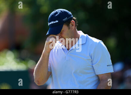 Golf - The Open Championship 2014 - Erster Tag - Royal Liverpool Golf Club. Der englische Sir Nick Faldo am 5. Tag der Open Championship 2014 im Royal Liverpool Golf Club, Hoylake. Stockfoto