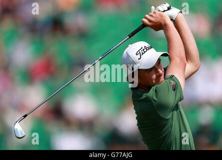 Paul Dunne, Irlands Republik, am zweiten Tag der Open Championship 2014 im Royal Liverpool Golf Club, Hoylake. Stockfoto