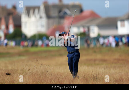 Der englische Luke Donald während des vierten Tages der Open Championship 2014 im Royal Liverpool Golf Club, Hoylake. Stockfoto