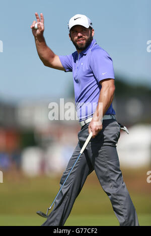 Englands Paul Casey am vierten Tag der Open Championship 2014 im Royal Liverpool Golf Club, Hoylake. Stockfoto