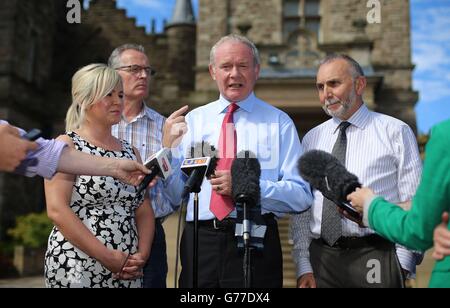 Sinn Féin Treffen mit Theresa Villers Stockfoto
