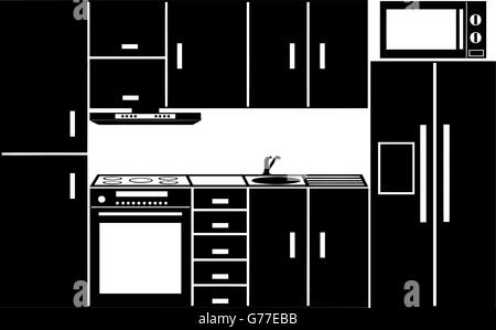 Küchenmöbel, isoliert auf weiss Stock Vektor