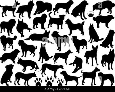 Hunde silhouette collage Stock Vektor