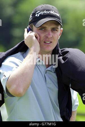 Justin Rose British Masters. Englands Justin Rose beim Training vor den British Masters im Forest of Arden. Stockfoto