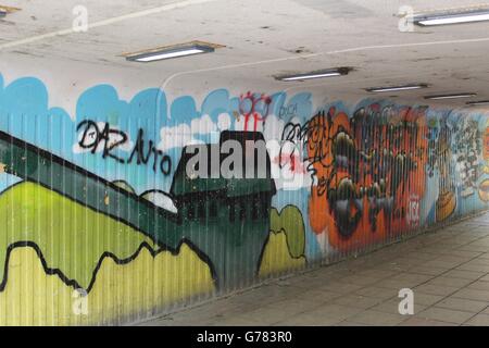 Graffiti an der Wand eine Unterführung in Concord, Washington, Großbritannien Stockfoto