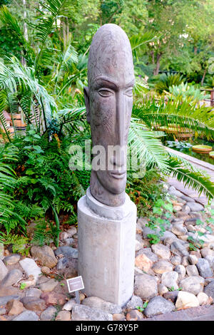 Der Astronom Kopf Skulptur aus Stein von Anton Smit, Stellenbosch University Botanical Garden, Südafrika Stockfoto