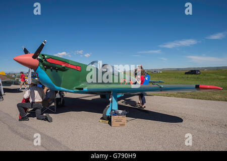 Replikat Yak-3, russische Flugzeug, Wings over Springbank, Springbank Airshow, Alberta, Kanada Stockfoto