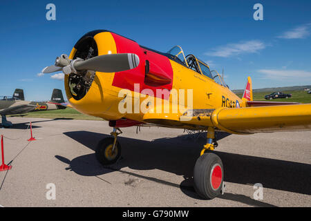 de Havilland Chipmunk DHC 1 Flügel über Springbank, Springbank Airshow, Alberta, Kanada Stockfoto