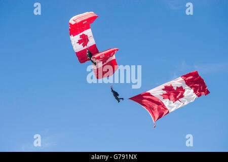 Kanadische Streitkräfte Fallschirm-Team, das SkyHawks Wings over Springbank, Springbank Airshow, Alberta, Kanada Stockfoto