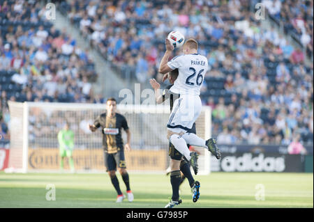 Chester, Pennsylvania, USA. 25. Juni 2016. Die Whitecaps TIM PARKER, (26) in Aktion während des Spiels gegen Philadelphia Union Talen-Energie-Stadion in Chester Pennsylvania © Ricky Fitchett/ZUMA Draht/Alamy Live News Stockfoto