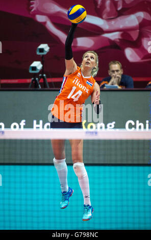 Hong Kong, Hong Kong SAR, China. 26. Juni 2016. LAURA DIJKEMA in Aktion für die Netherlands.FIVB Volleyball World Grand Prix Hong Kong 2016. Niederlanden sichern einen Platz im Halbfinale mit einem 3: 0-Sieg über Deutschland in Hong Kong mit Scores von 26-24, 25-20, 25-22. © Jayne Russell/ZUMA Draht/Alamy Live-Nachrichten Stockfoto