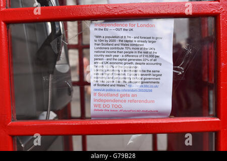 Westminster, London, UK. 26. Juni 2016. Plakat für eine Gruppe, die London in der EU und aus dem Vereinigten Königreich sein wollen. © Matthew Chattle Stockfoto