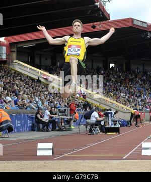 Birmingham, Vereinigtes Königreich. 26. Juni 2016. Bradley Pickup (Newham). Mens-Weitsprung. Britische Meisterschaften. Alexander-Stadion. Birmingham. VEREINIGTES KÖNIGREICH. 26.06.2016. Bildnachweis: Sport In Bilder/Alamy Live-Nachrichten Stockfoto