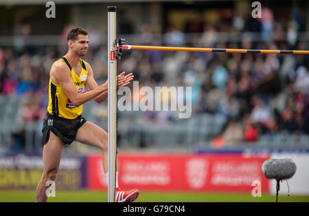 Alexander-Stadion, Birmingham, UK. 26. Juni 2016. Britische Meisterschaften. Robbie Grabarz feiert Sieg im Hochsprung. © Aktion Plus Sport/Alamy Live-Nachrichten Stockfoto