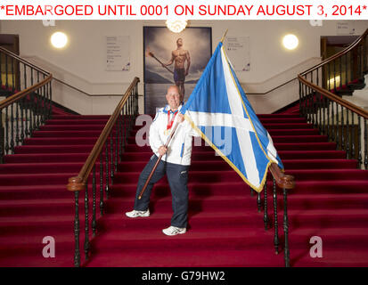 Schottlands Flaggenträger für die Abschlusszeremonie Alex Marshall während der Fotozelle im Scotland House, Glasgow. Stockfoto