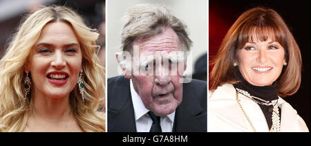 Fotos von (von links) Kate Winslet, Sir Bernard Ingham und Stephanie Beacham. Stockfoto