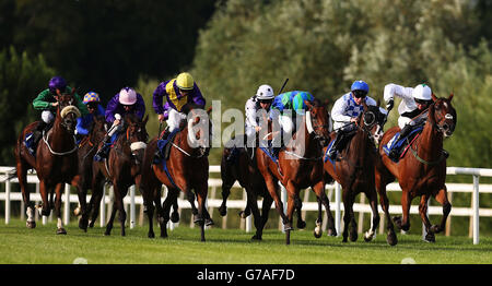 Amazing Star mit Seamie Heffernan (rechts) auf dem Weg zum Sieg im Leopardstown Summer Membership Handicap auf der Leopardstown Racecourse, Dublin, Irland. Stockfoto