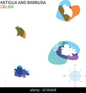 Abstrakte Farbe Vektorkarte von Antigua und Barbuda Stock Vektor