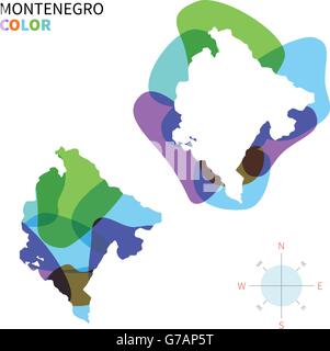 Abstrakte Farbe Vektorkarte von Montenegro Stock Vektor