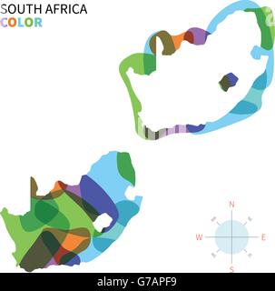 Abstrakte Farbe Vektorkarte von Südafrika Stock Vektor