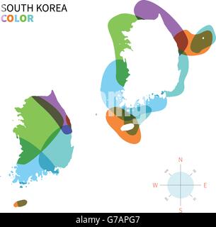 Abstrakte Farbe Vektorkarte von Südkorea Stock Vektor