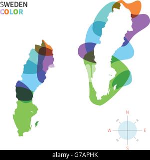 Abstrakte Farbe Vektorkarte von Schweden Stock Vektor