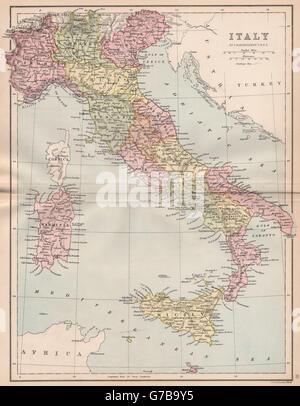 Italien. w/o Triest & in Südtirol. Bartholomäus, 1878 Antike Landkarte Stockfoto