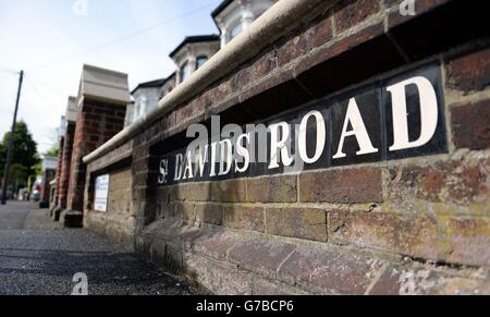 Ein Schild zur St Davids Road in Southsea, Portsmouth, wo Brett und Naghemeh King mit ihrem Sohn Ashya leben, heißt es in Berichten. Stockfoto