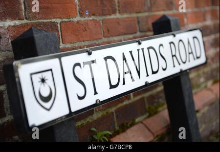 Ein Schild zur St Davids Road in Southsea, Portsmouth, wo Brett und Naghemeh King mit ihrem Sohn Ashya leben, heißt es in Berichten. Stockfoto