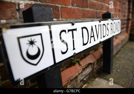 Ein Schild zur St Davids Road in Southsea, Portsmouth, wo Brett und Naghemeh King mit ihrem Sohn Ashya leben, heißt es in Berichten. Stockfoto