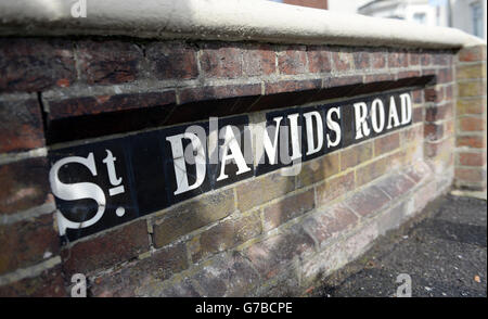 Ein Schild zur St Davids Road in Southsea, Portsmouth, wo Brett und Naghemeh King mit ihrem Sohn Ashya leben, heißt es in Berichten. Stockfoto