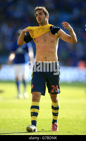 Fußball - Barclays Premier League - Leicester City / Arsenal - King Power Stadium. Mathieu Flamini von Arsenal war nach dem Spiel der Barclays Premier League im King Power Stadium, Leicester, niedergeschlagen. Stockfoto