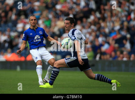 Evertons Leon Osman in Aktion während des Barclays Premier League-Spiels im Hawthorns, West Bromwich. DRÜCKEN Sie VERBANDSFOTO. Bilddatum: Samstag, 13. September 2014. Siehe PA Geschichte FUSSBALL West Brom. Bildnachweis sollte lauten: Nick Potts/PA Wire. Stockfoto