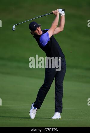 Englands Tommy Fleetwood am vierten Tag der 2014 ISPS Handa Welsh Open im Celtic Manor, Newport. Stockfoto