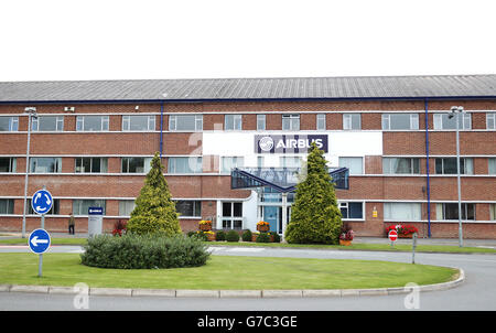 Das Äußere von Airbus, Broughton, nach dem Besuch des Prince of Wales anlässlich des 75. Jahrestages des Standorts. Stockfoto