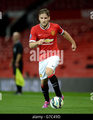 Luke Shaw von Manchester United im Einsatz gegen Sunderland U21 während des Barclays Premier League-Spiels der U21 in Old Trafford, Manchester. Stockfoto