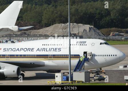 Singapore Airlines Bombendrohung Stockfoto