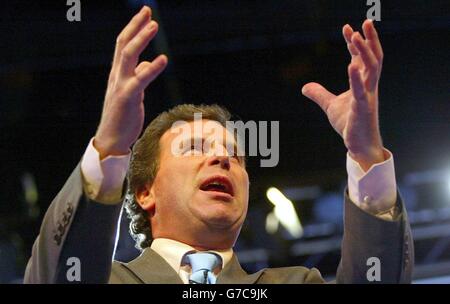 Oliver Letwin Schattenkanzler während seiner Rede auf der konservativen Parteikonferenz in Bournemouth. Stockfoto