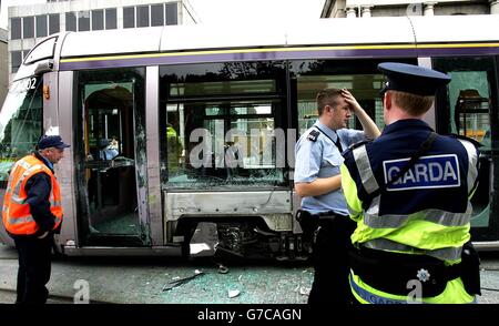 Dublin-Straßenbahn-Absturz Stockfoto