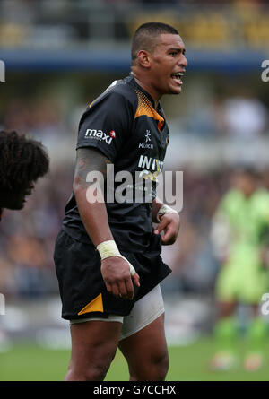 Wesps Nathan Hughes während des Spiels der Aviva Premiership im Adams Park, High Wycombe. Stockfoto