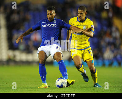 Fußball - Sky Bet Championship - Birmingham City / Sheffield Mittwoch - St Andrew's. David Davis von Birmingham City (links) und Giles Coke von Sheffield am Mittwoch kämpfen um den Ball. Stockfoto