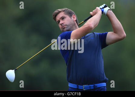 Golf - 2014 ISPS Handa Welsh Open - Tag drei - Celtic Manor. Der englische Robert Rock am 14. Abschlag, am dritten Tag der 2014 ISPS Handa Welsh Open im Celtic Manor, Newport. Stockfoto