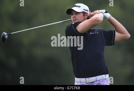 Golf - 2014 ISPS Handa Welsh Open - Tag drei - Celtic Manor. Der US-Amerikaner Peter Uihlein am 14. Abschlag, am dritten Tag der 2014 ISPS Handa Welsh Open im Celtic Manor, Newport. Stockfoto