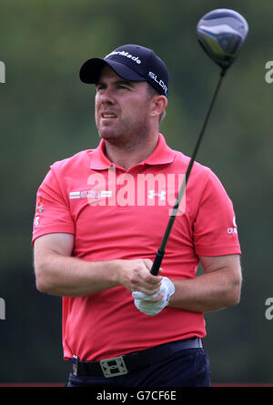 Golf - 2014 ISPS Handa Welsh Open - Tag drei - Celtic Manor. Richie Ramsey aus Schottland am 14. Abschlag, am dritten Tag der 2014 ISPS Handa Welsh Open im Celtic Manor, Newport. Stockfoto