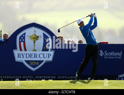 Golf - 40. Ryder Cup - erster Tag - Gleneagles. Europas Martin Kaymer während der Fourballs am ersten Tag des 40. Ryder Cup auf dem Gleneagles Golf Course, Perthshire. Stockfoto