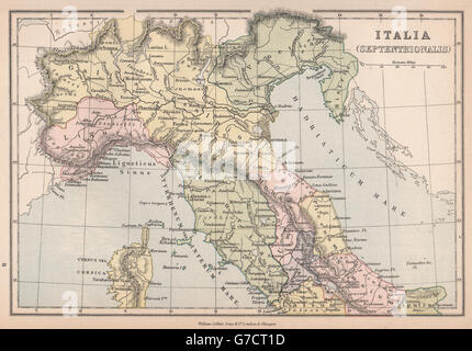 RÖMISCHE ITALIEN NORDEN. "Italia (Septentrionalis)". Gallia Cisalpina & c, 1878-Karte Stockfoto