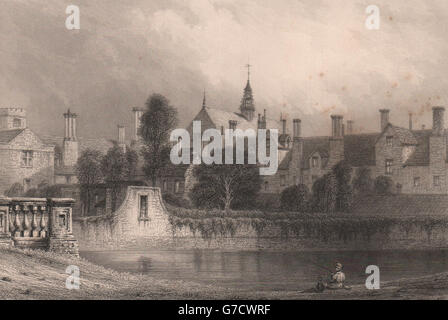 TRINITY COLLEGE von ST. Johns COLLEGE, alte Brücke, Cambridge. LE KEUX, 1841 Stockfoto